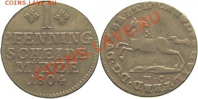 Германия 1 пфенниг 1804 и США 1 цент 1848 ОЦЕНКА - 1