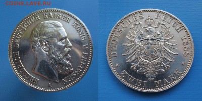 Пруссия 2 марки 1888г до 16.06. 22-00 мск - Xe5pIvDsOfE