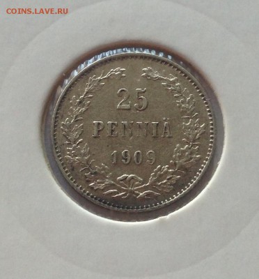 25 пенни 1909г. Русская Финляндия , до 21.06.17г. - 25 пенни-1