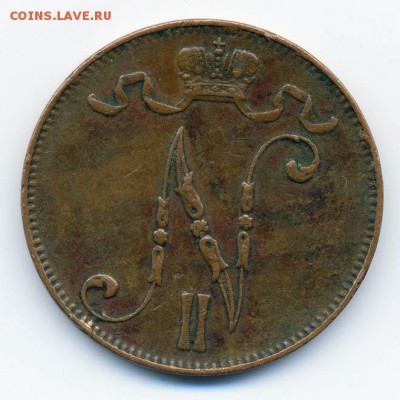 Финляндия 5 пенни 1908 - вензель. - Рос-Финляндия_5пенни-1980_А