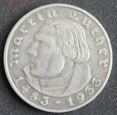 С 1 РУБ.  ГЕРМАНИЯ 2 марк 1933г. МАРТИН ЛЮТЕР до 30.06 в 22 - IMG_7356.JPG
