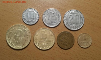 годовой комплект 1955г - 1,2,3,5,10,15,20коп до 23 июня блиц - 1955 годовой 2 1