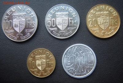 Реюньон набор 1, 10, 20, 50, 100 Франков 1964 до 20.06 22-00 - Франция-1