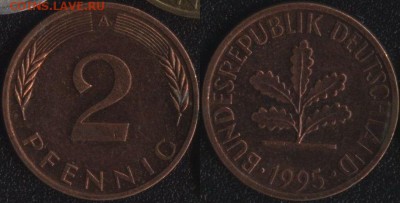 Германия 2 пфеннига 1995A до 22:00мск 23.06.17 - Германия 2 пфеннига 1995A