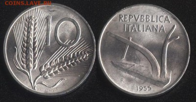 Италия 10 лир 1955 БЛЕСК! до 22:00мск 23.06.17 - Италия 10 лир 1955 БЛЕСК!