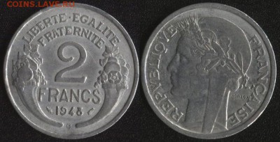 Франция 2 франка 1948 B до 22:00мск 23.06.17 - Франция 2 франка 1948 B