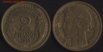 ~ 100 монет до 1950 года по ФИКСированной цене - Франция 2 франка 1938