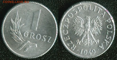 ~ 100 монет до 1950 года по ФИКСированной цене - Польша 1 грош 1949