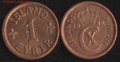 ~ 100 монет до 1950 года по ФИКСированной цене - Исландия 1 эйр 1942,