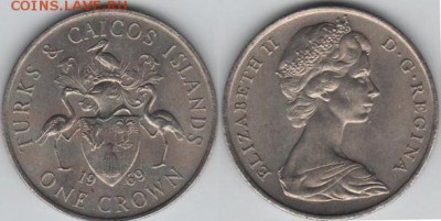 Теркс и Кайкос 1 крона 1969 Герб Фламинго Шайба - 514085b