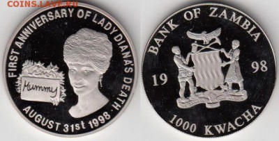 Крона Шайба Замбия 1000 квача 1998 Памяти принцессы Дианы - zambiya-1000-kvacha-1998-smert-printsessa-diana-l968974