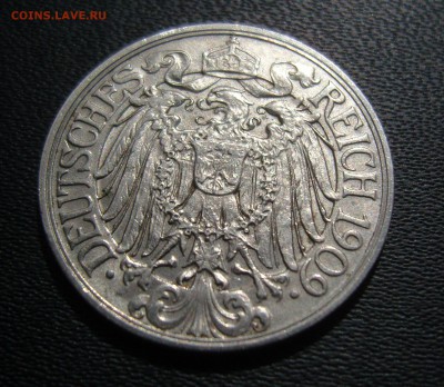 25 пфеннигов "Е" 1909г. - аверс