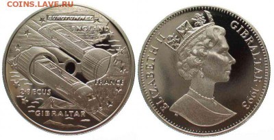 Крона Шайба Гибралтар 2.8 Экю 1993 Евротоннель - 29808