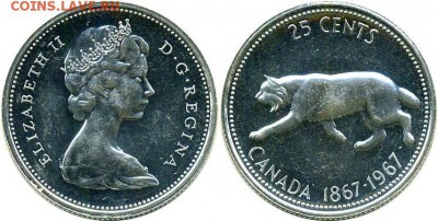Канада 25 центов 1967 Серебро 100 лет конфедерации - 5822b6f0190b5