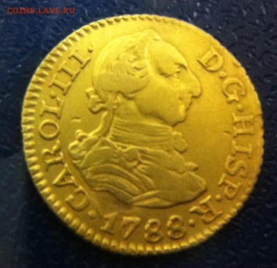 2 эскудо 1788 года Карл 3 (золото 1.71гр) - image