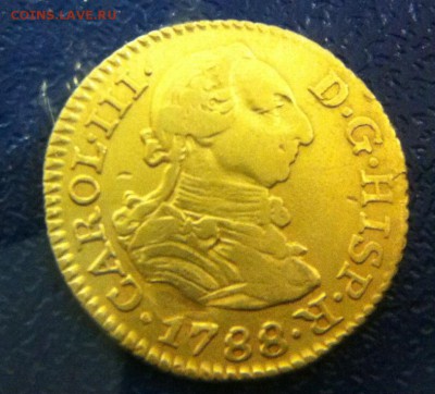 2 эскудо 1788 года Карл 3 (золото 1.71гр) - image