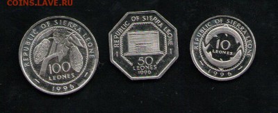 НАБОР СЬЕРРА-ЛЕОНЕ  10,50,100 ЛЕОНЕ 1996 UNC - 1