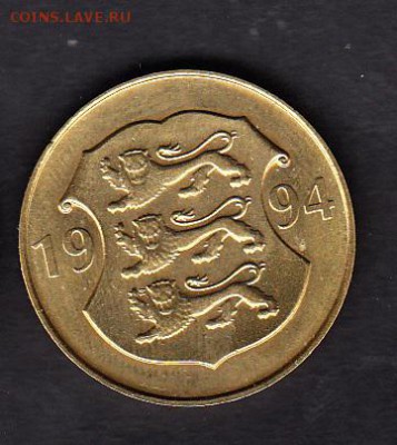 Эстония 1994 5 крон 100 лет банку - 7а