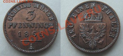 Германия  Пруссия -- 3 пфеннинга 1869 А   -- до 26.02.2011 - Coin644(1)