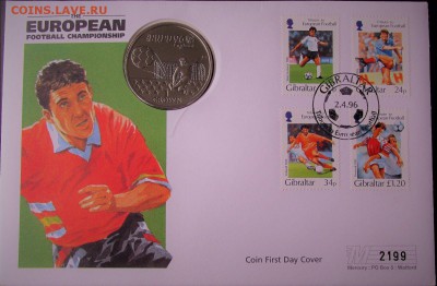 Крона Шайба Гибралтар 1 крона 1996 Футбол Чемпионат Европы - s-l1600 (12)