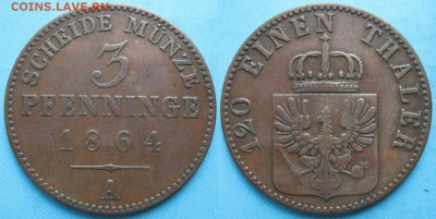 23.Ходячка Германии 1852-1943г. - 23.3. -Пруссия 3 пф 1864 А   6404