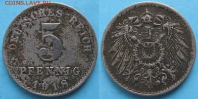 23.Ходячка Германии 1852-1943г. - 23.17. -Германия 5 пфеннигов 1918 A    5811