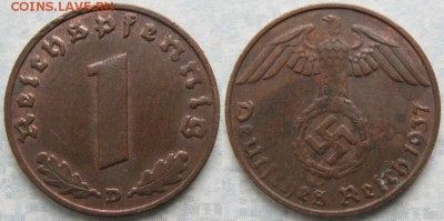 23.Ходячка Германии 1852-1943г. - 23.34. -Германия 1 пфенниг 1937 D    175-ЗГ6-7713