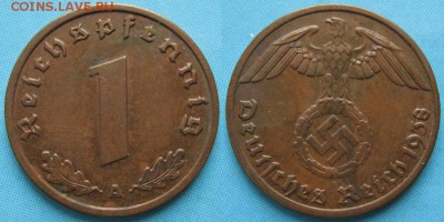 23.Ходячка Германии 1852-1943г. - 23.35. -Германия 1 пфенниг 1938 A    5891