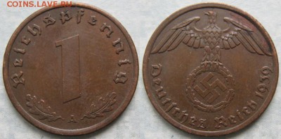 23.Ходячка Германии 1852-1943г. - 23.36. -Германия 1 пфенниг 1939 A    175-ЗГ6-7707