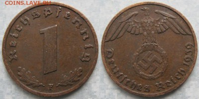 23.Ходячка Германии 1852-1943г. - 23.38. -Германия 1 пфенниг 1939 F    175-ЗГ6-7711