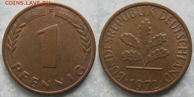 24.Ходячка ФРГ 1 пфенниг 1949-1995г. - 24.10. -ФРГ 1 пфенниг 1972 F    7174