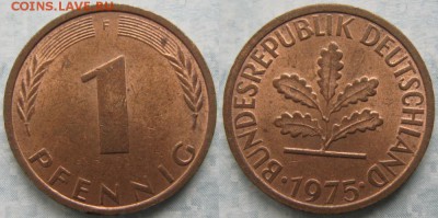 24.Ходячка ФРГ 1 пфенниг 1949-1995г. - 24.12. -ФРГ 1 пфенниг 1975 F    7133
