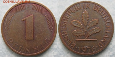 24.Ходячка ФРГ 1 пфенниг 1949-1995г. - 24.13. -ФРГ 1 пфенниг 1976 J    7229