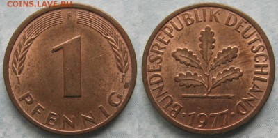 24.Ходячка ФРГ 1 пфенниг 1949-1995г. - 24.14. -ФРГ 1 пфенниг 1977 F    7202