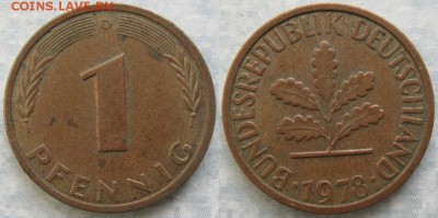 24.Ходячка ФРГ 1 пфенниг 1949-1995г. - 24.16. -ФРГ 1 пфенниг 1978 D    7290