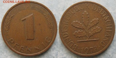 24.Ходячка ФРГ 1 пфенниг 1949-1995г. - 24.17. -ФРГ 1 пфенниг 1978 J    7568