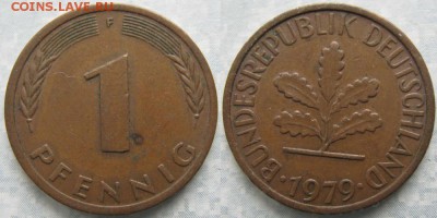 24.Ходячка ФРГ 1 пфенниг 1949-1995г. - 24.19. -ФРГ 1 пфенниг 1979 F    7205