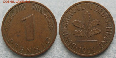24.Ходячка ФРГ 1 пфенниг 1949-1995г. - 24.20. -ФРГ 1 пфенниг 1979 J    7168