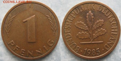 24.Ходячка ФРГ 1 пфенниг 1949-1995г. - 24.36. -ФРГ 1 пфенниг 1985 F    7222