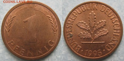 24.Ходячка ФРГ 1 пфенниг 1949-1995г. - 24.59. -ФРГ 1 пфенниг 1995 A    7245