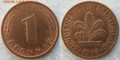 24.Ходячка ФРГ 1 пфенниг 1949-1995г. - 24.60. -ФРГ 1 пфенниг 1995 G    7253