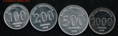 ИНДОНЕЗИЯ НАБОР 100,200,500,1000 РУПИЙ 2016 UNC - 15 001
