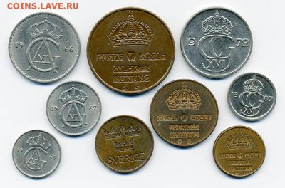 Подборка монет Швеции 9 шт. - подборка_Швеция-9шт_а