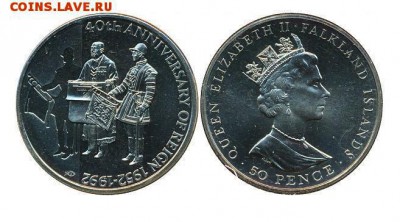 Крона Шайба Фолклендские острова 50 пенсов 1992 40 лет правл - krona_shajba_folklendskie_ostrova_50_pensov_1992_40_let_pravlenija_folklendy