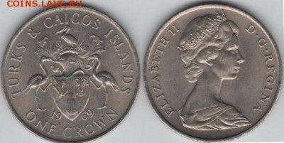 Теркс и Кайкос 1 крона 1969 Герб Фламинго Шайба - 514085b