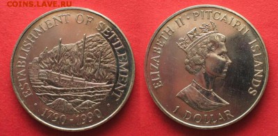 Крона Шайба Остров Питкэрн 1$ доллар 1990 rкорабль Баунти - krona_shajba_ostrov_pitkern_1_dollar_1990_pitkern_korabl_parusnik_baunti