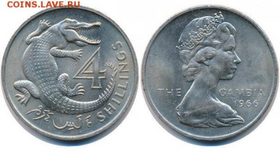 Гамбия 4 шиллинга 1966 Крокодил - 1109130b