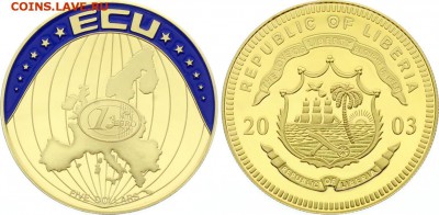 Крона Шайба Либерия 5$ долларов 2003 ЭКЮ Еврозона ТЯЖЕЛАЯ - s-l1600