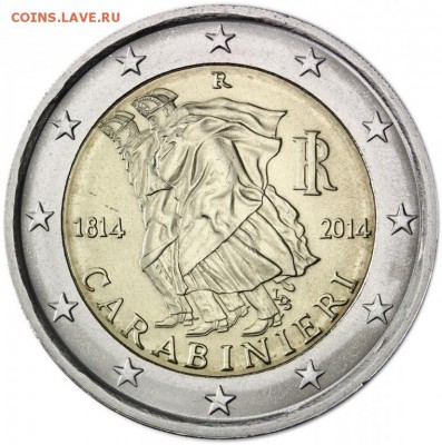 25 рублей КАРАБИН... Что с тиражом? - italija_2014_5_monet_po_2_evro_200_th_anniversary_of_the_carabinieri_bimetall