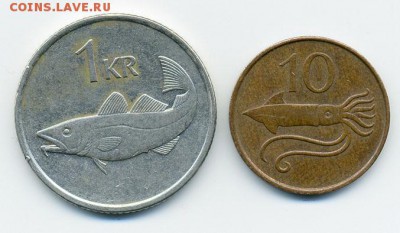 Исландия 1 крона и 10 аурар - Исландия_крона-10аурар_р